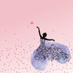 Freedom flow dream — 優雅に舞う女性のシルエット。愛と創造性が調和する心のエネルギーを象徴する夢のビジュアル。